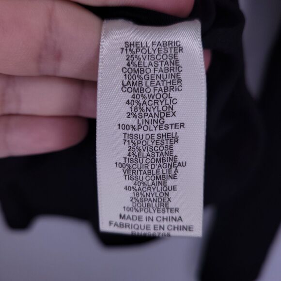 Rebecca Taylor Jacket 2 Black Wool Lamb Leather Full Zip - Picture 10 of 11